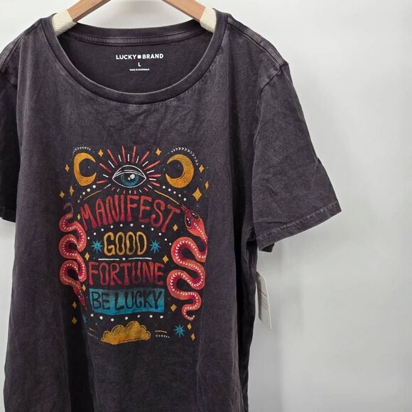 Lucky Brand Manifest Good Fortune Be Lucky Shirt Size Large T-Shirt Tee NWT - Picture 4 of 9